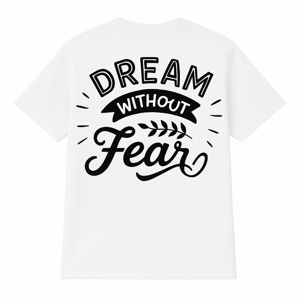 「DREAM WITHOUT FEAR」ロゴTシャツ