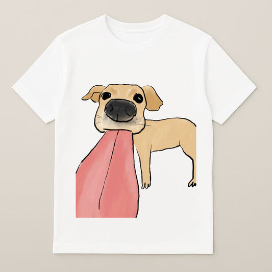 ベロながっ！ユニーク犬イラストTシャツ