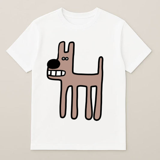 ヘンテコかわいい！にっこり犬イラストTシャツ