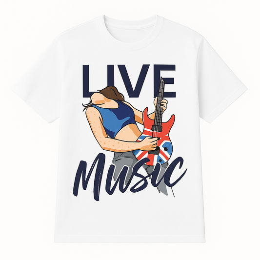 LIVE MUSICロックTシャツ – ギタリストグラフィック